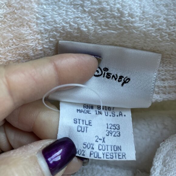Vintage Walt Disney World Terry Sweatshirt Unisex Size 2XL Cream Embroidered NWT - Picture 8 of 10